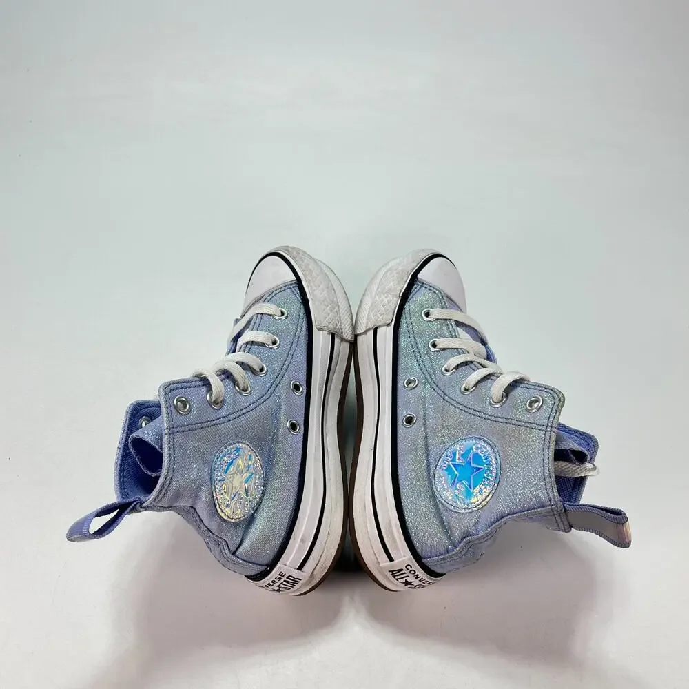 Converse Chuck Taylor All Star Shiny Tile Blue High Top Sneakers A03619F Kids 13
